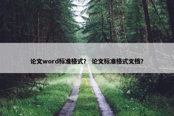 论文word标准格式？ 论文标准格式文档？