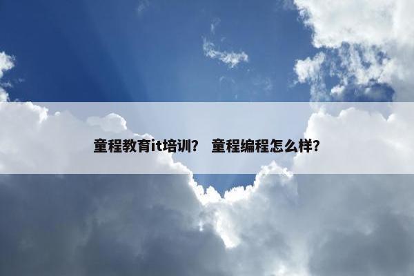 童程教育it培训？ 童程编程怎么样？
