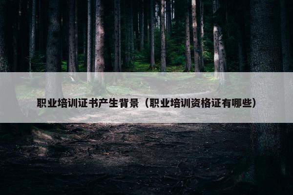职业培训证书产生背景（职业培训资格证有哪些）