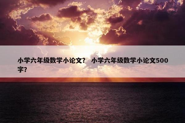 小学六年级数学小论文？ 小学六年级数学小论文500字？