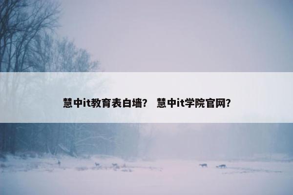 慧中it教育表白墙？ 慧中it学院官网？