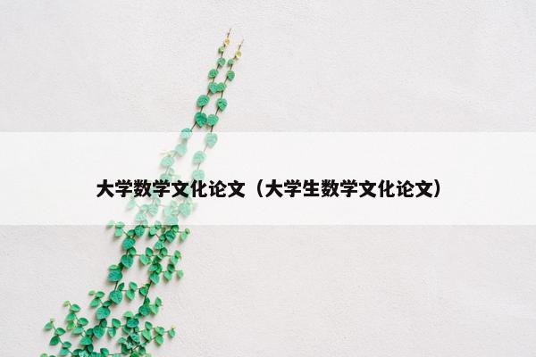 大学数学文化论文（大学生数学文化论文）