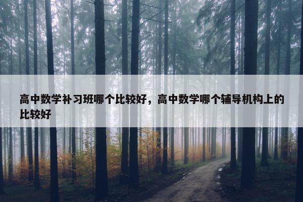 高中数学补习班哪个比较好，高中数学哪个辅导机构上的比较好