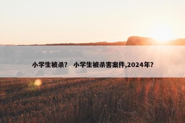 小学生被杀？ 小学生被杀害案件,2024年？
