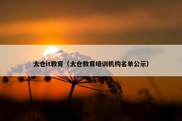 太仓it教育（太仓教育培训机构名单公示）