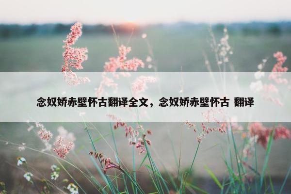 念奴娇赤壁怀古翻译全文，念奴娇赤壁怀古 翻译