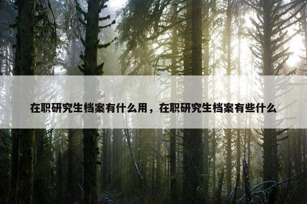 在职研究生档案有什么用，在职研究生档案有些什么