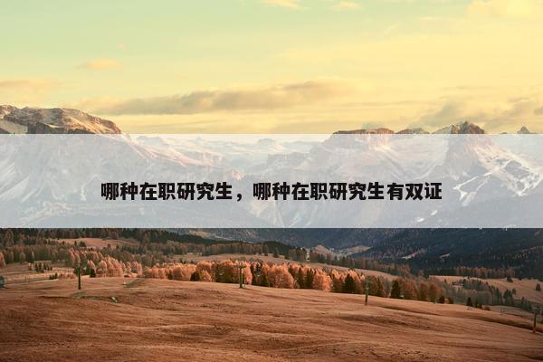 哪种在职研究生，哪种在职研究生有双证