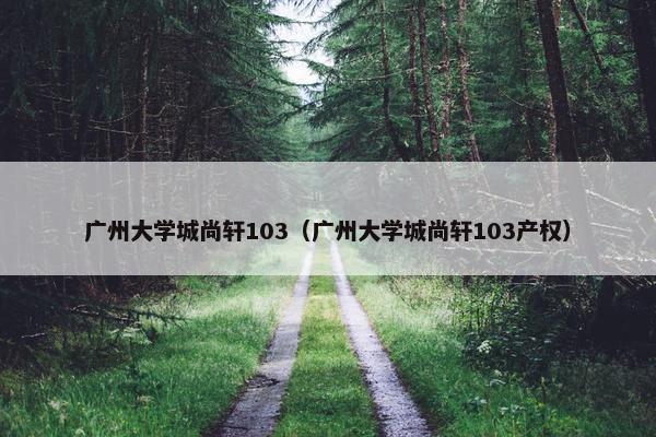 广州大学城尚轩103（广州大学城尚轩103产权）