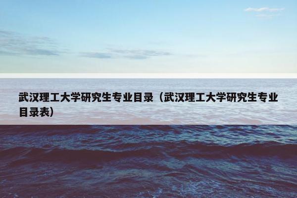 武汉理工大学研究生专业目录（武汉理工大学研究生专业目录表）