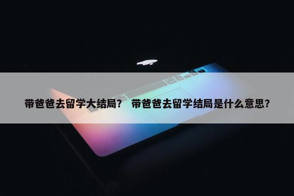 带爸爸去留学大结局？ 带爸爸去留学结局是什么意思？
