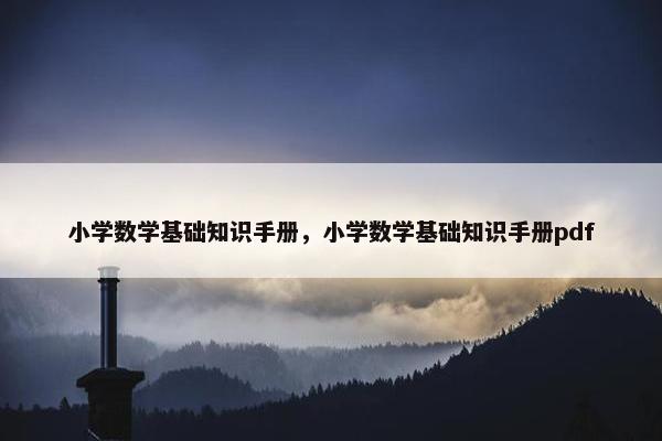 小学数学基础知识手册，小学数学基础知识手册pdf