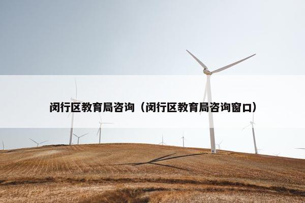 闵行区教育局咨询（闵行区教育局咨询窗口）