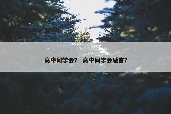 高中同学会？ 高中同学会感言？