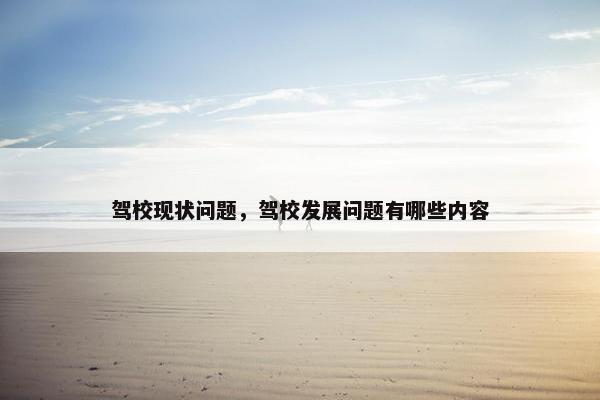 驾校现状问题，驾校发展问题有哪些内容