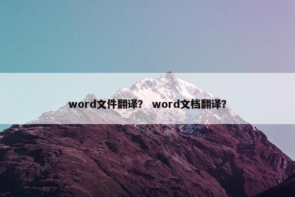 word文件翻译？ word文档翻译？