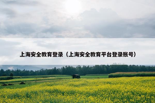 上海安全教育登录（上海安全教育平台登录账号）