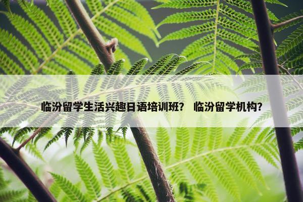 临汾留学生活兴趣日语培训班？ 临汾留学机构？