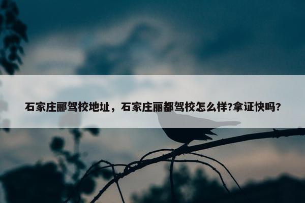 石家庄郦驾校地址，石家庄丽都驾校怎么样?拿证快吗?