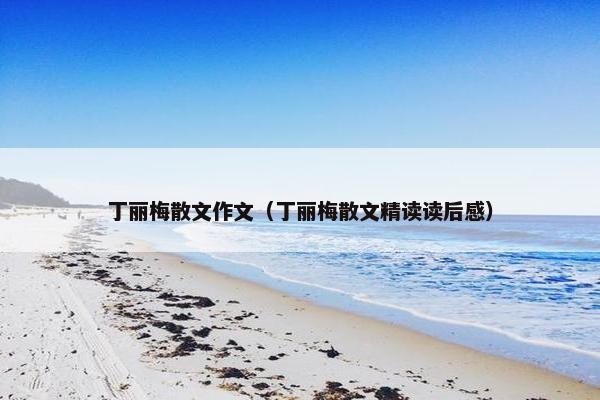 丁丽梅散文作文（丁丽梅散文精读读后感）