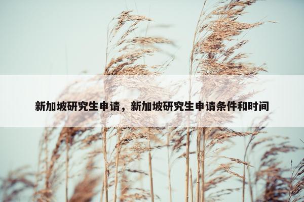 新加坡研究生申请，新加坡研究生申请条件和时间