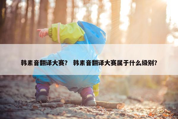 韩素音翻译大赛？ 韩素音翻译大赛属于什么级别？