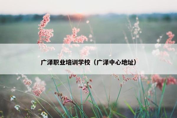 广泽职业培训学校（广泽中心地址）