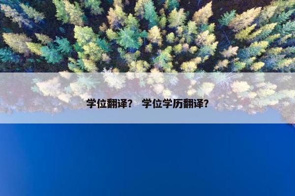 学位翻译？ 学位学历翻译？