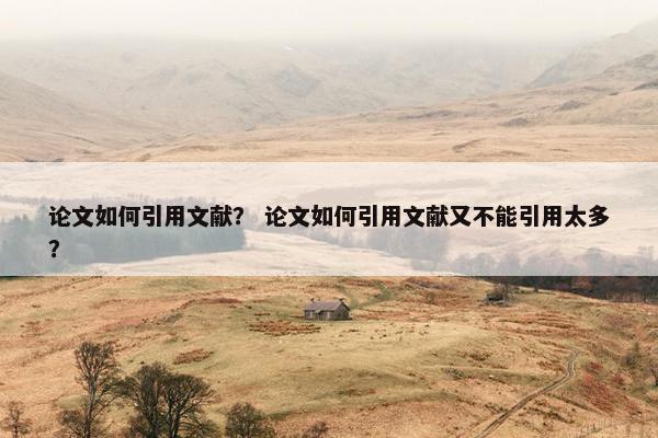 论文如何引用文献？ 论文如何引用文献又不能引用太多？