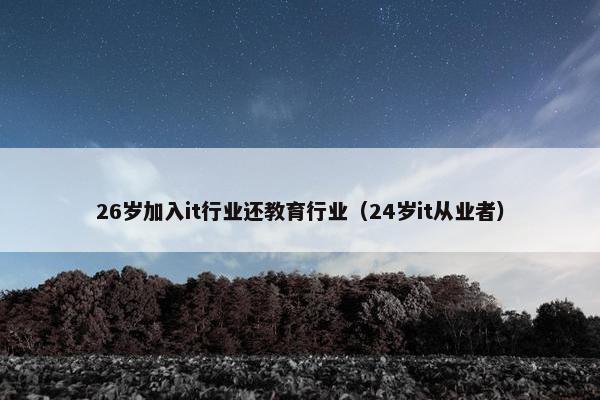 26岁加入it行业还教育行业（24岁it从业者）