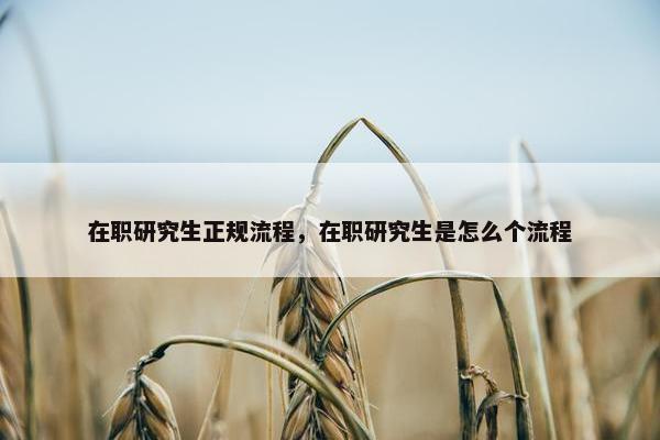 在职研究生正规流程，在职研究生是怎么个流程