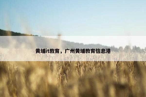 黄埔it教育，广州黄埔教育信息港