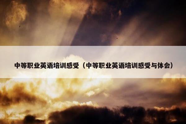 中等职业英语培训感受（中等职业英语培训感受与体会）