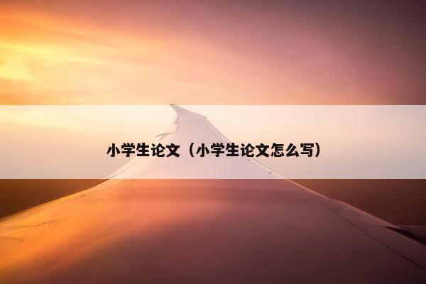 小学生论文（小学生论文怎么写）