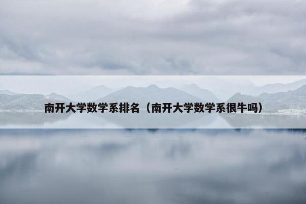 南开大学数学系排名（南开大学数学系很牛吗）