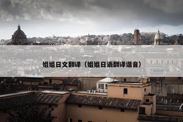 姐姐日文翻译（姐姐日语翻译谐音）