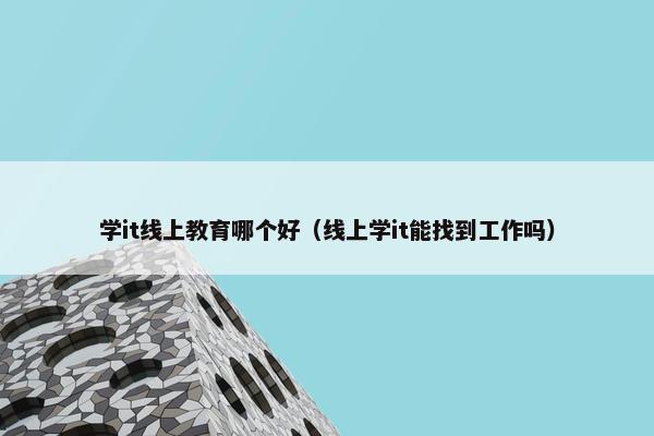 学it线上教育哪个好（线上学it能找到工作吗）