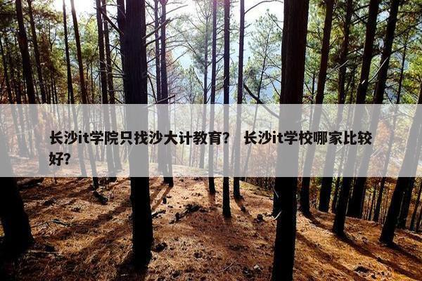 长沙it学院只找沙大计教育？ 长沙it学校哪家比较好？