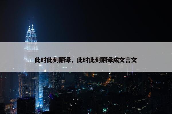 此时此刻翻译，此时此刻翻译成文言文