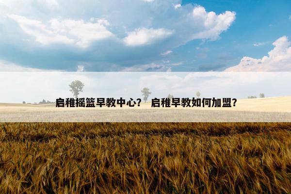 启稚摇篮早教中心？ 启稚早教如何加盟？