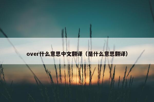 over什么意思中文翻译（是什么意思翻译）