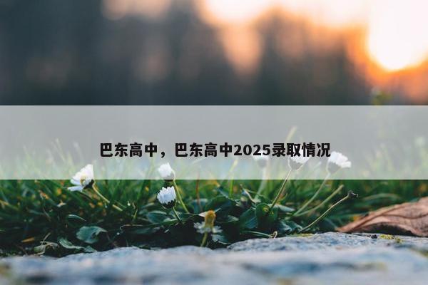 巴东高中，巴东高中2025录取情况