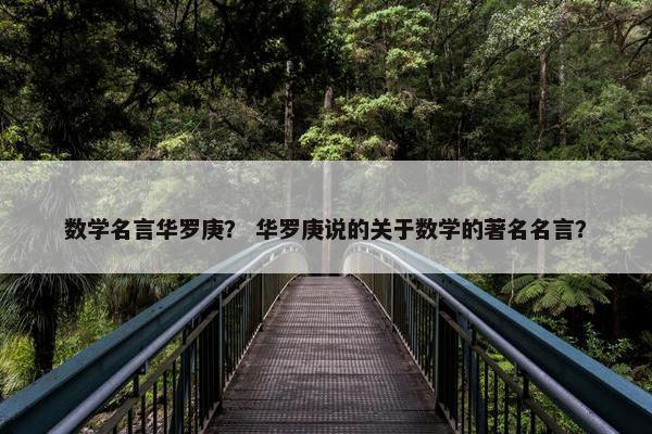 数学名言华罗庚？ 华罗庚说的关于数学的著名名言？